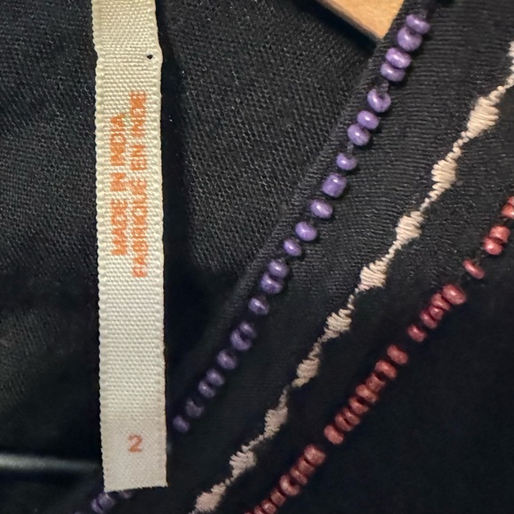 Free People Mandala Georgette Shift Mini Dress Beaded Tie Back Size 2 Black - Picture 5 of 8